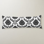 Rococo Damask Lg Pattern Black on White Lichaamskussen (Achterkant)