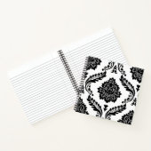 Rococo Damask Lg Pattern Black on White Notitieboek (Binnen)
