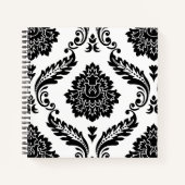 Rococo Damask Lg Pattern Black on White Notitieboek (Voorkant)