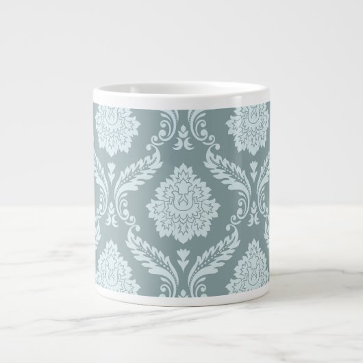 Rococo Damask Lg Pattern Duck Egg Blue+Teal Grote Koffiekop (Voorkant)