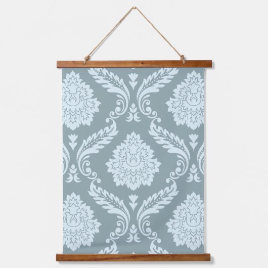 Rococo Damask Lg Pattern Duck Egg Blue+Teal Hangend Wandkleed (Voorkant)