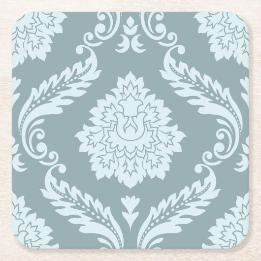 Rococo Damask Lg Pattern Duck Egg Blue+Teal Kartonnen Onderzetters (Voorkant)