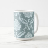 Rococo Damask Lg Pattern Duck Egg Blue+Teal Koffiemok (Voorkant rechts)