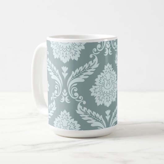 Rococo Damask Lg Pattern Duck Egg Blue+Teal Koffiemok (Voorkant links)