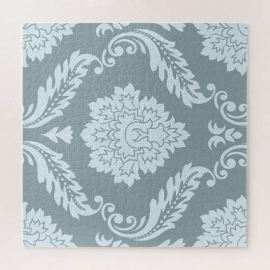 Rococo Damask Lg Pattern Duck Egg Blue+Teal Legpuzzel (Horizontaal)