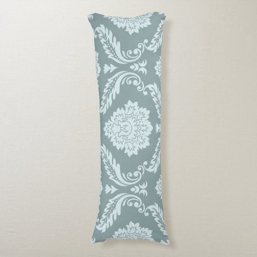Rococo Damask Lg Pattern Duck Egg Blue+Teal Lichaamskussen (Voorkant Verticaal)
