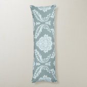 Rococo Damask Lg Pattern Duck Egg Blue+Teal Lichaamskussen (Achterkant (Verticaal))