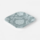 Rococo Damask Lg Pattern Duck Egg Blue+Teal Papieren Bordje (Gebogen)
