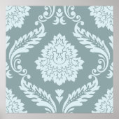 Rococo Damask Lg Pattern Duck Egg Blue+Teal Poster (Voorkant)