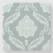 Rococo Damask Lg Pattern Duck Egg Blue+Teal Stenen Onderzetter (Voorkant)