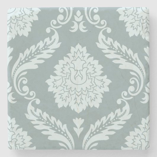 Rococo Damask Lg Pattern Duck Egg Blue+Teal Stenen Onderzetter (Voorkant)
