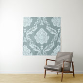 Rococo Damask Lg Pattern Duck Egg Blue+Teal Wandkleed (In situ)