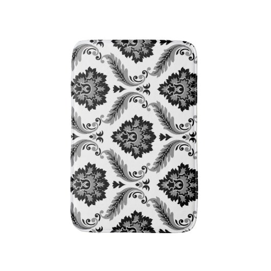 Rococo Damask Lg Pattern Grey Black White Badmat (Voorkant Verticaal)