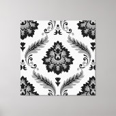 Rococo Damask Lg Pattern Grey Black White Canvas Afdruk (Voorkant)