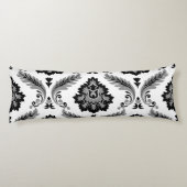 Rococo Damask Lg Pattern Grey Black White Lichaamskussen (Achterkant)