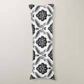 Rococo Damask Lg Pattern Grey Black White Lichaamskussen (Voorkant Verticaal)