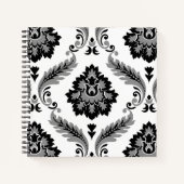 Rococo Damask Lg Pattern Grey Black White Notitieboek (Voorkant)