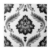 Rococo Damask Lg Pattern Grey Black White Tegeltje (Voorkant)