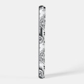 Rococo Damask Line Pattern Black on White iPhone 15 Case (Rechterkant)
