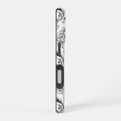 Rococo Damask Line Pattern Black on White iPhone 16 Hoesje (Rechterkant)