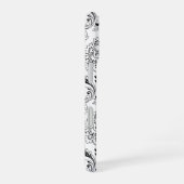 Rococo Damask Line Pattern Black on White iPhone 16 Hoesje (Rechterkant)