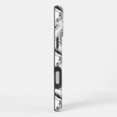 Rococo Damask Line Pattern Black on White iPhone Hoesje (Rechterkant)