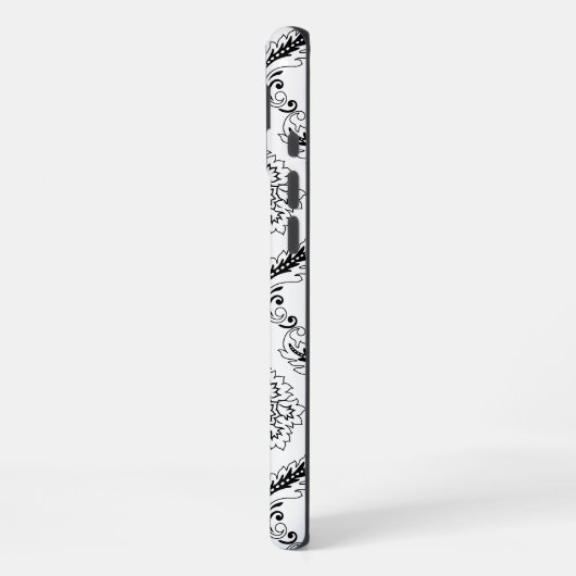 Rococo Damask Line Pattern Black on White iPhone Hoesje (Linkerkant)