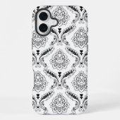 Rococo Damask Line Pattern Black on White iPhone Hoesje (Achterkant)
