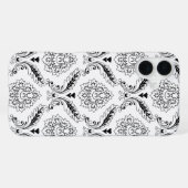 Rococo Damask Line Pattern Black on White iPhone Hoesje (Achterkant horizontaal)