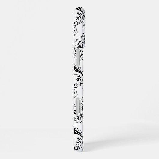 Rococo Damask Line Pattern Black on White iPhone Hoesje (Rechterkant)