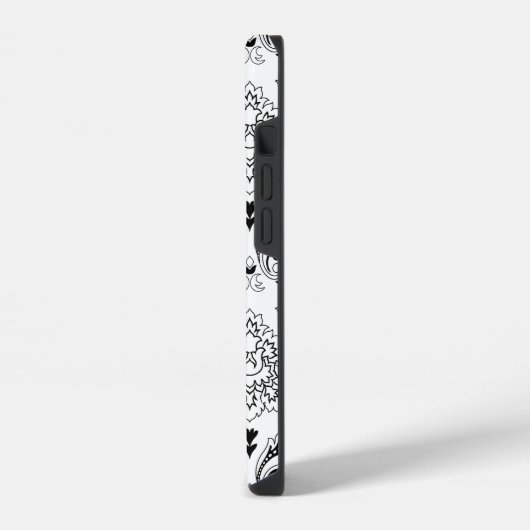 Rococo Damask Line Pattern Black on White iPhone Hoesje (Linkerkant)