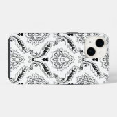 Rococo Damask Line Pattern Black on White iPhone Hoesje (Achterkant horizontaal)