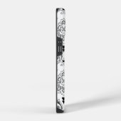 Rococo Damask Line Pattern Black on White iPhone Hoesje (Rechterkant)