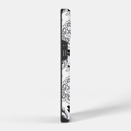 Rococo Damask Line Pattern Black on White iPhone Hoesje (Rechterkant)