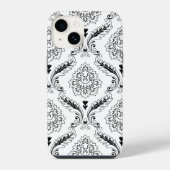 Rococo Damask Line Pattern Black on White iPhone Hoesje (Achterkant)