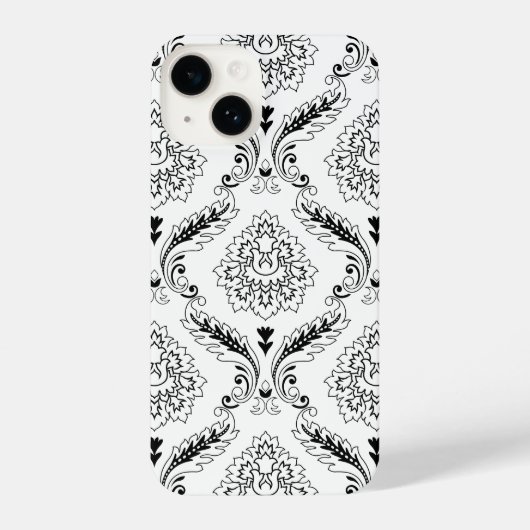 Rococo Damask Line Pattern Black on White iPhone Hoesje (Achterkant)