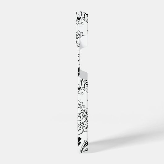 Rococo Damask Line Pattern Black on White iPhone Hoesje (Linkerkant)
