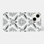 Rococo Damask Line Pattern Black on White iPhone Hoesje (Achterkant horizontaal)
