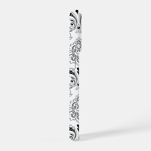 Rococo Damask Line Pattern Black on White iPhone Hoesje (Rechterkant)