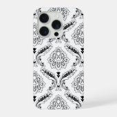 Rococo Damask Line Pattern Black on White iPhone Hoesje (Achterkant)