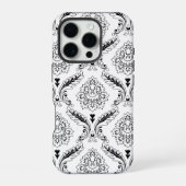 Rococo Damask Line Pattern Black on White iPhone Hoesje (Achterkant)