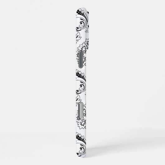 Rococo Damask Line Pattern Black on White iPhone Hoesje (Rechterkant)