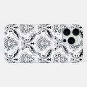 Rococo Damask Line Pattern Black on White iPhone Hoesje (Achterkant horizontaal)