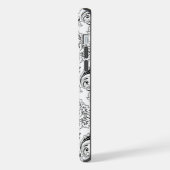 Rococo Damask Line Pattern Black on White iPhone Hoesje (Linkerkant)