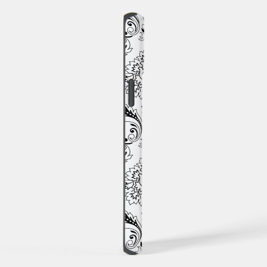 Rococo Damask Line Pattern Black on White iPhone Hoesje (Rechterkant)