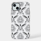 Rococo Damask Line Pattern Black on White iPhone Hoesje (Achterkant)