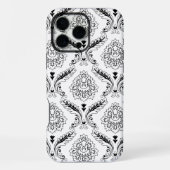 Rococo Damask Line Pattern Black on White iPhone Hoesje (Achterkant)