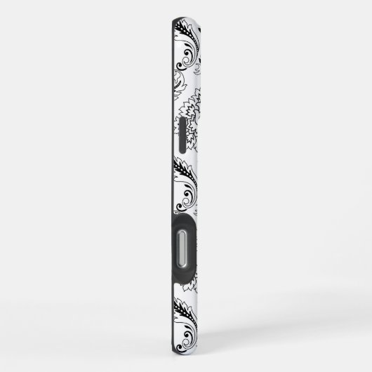 Rococo Damask Line Pattern Black on White iPhone Hoesje (Rechterkant)