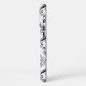 Rococo Damask Line Pattern Black on White iPhone Hoesje (Linkerkant)