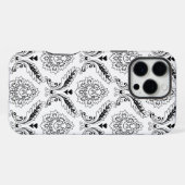 Rococo Damask Line Pattern Black on White iPhone Hoesje (Achterkant horizontaal)